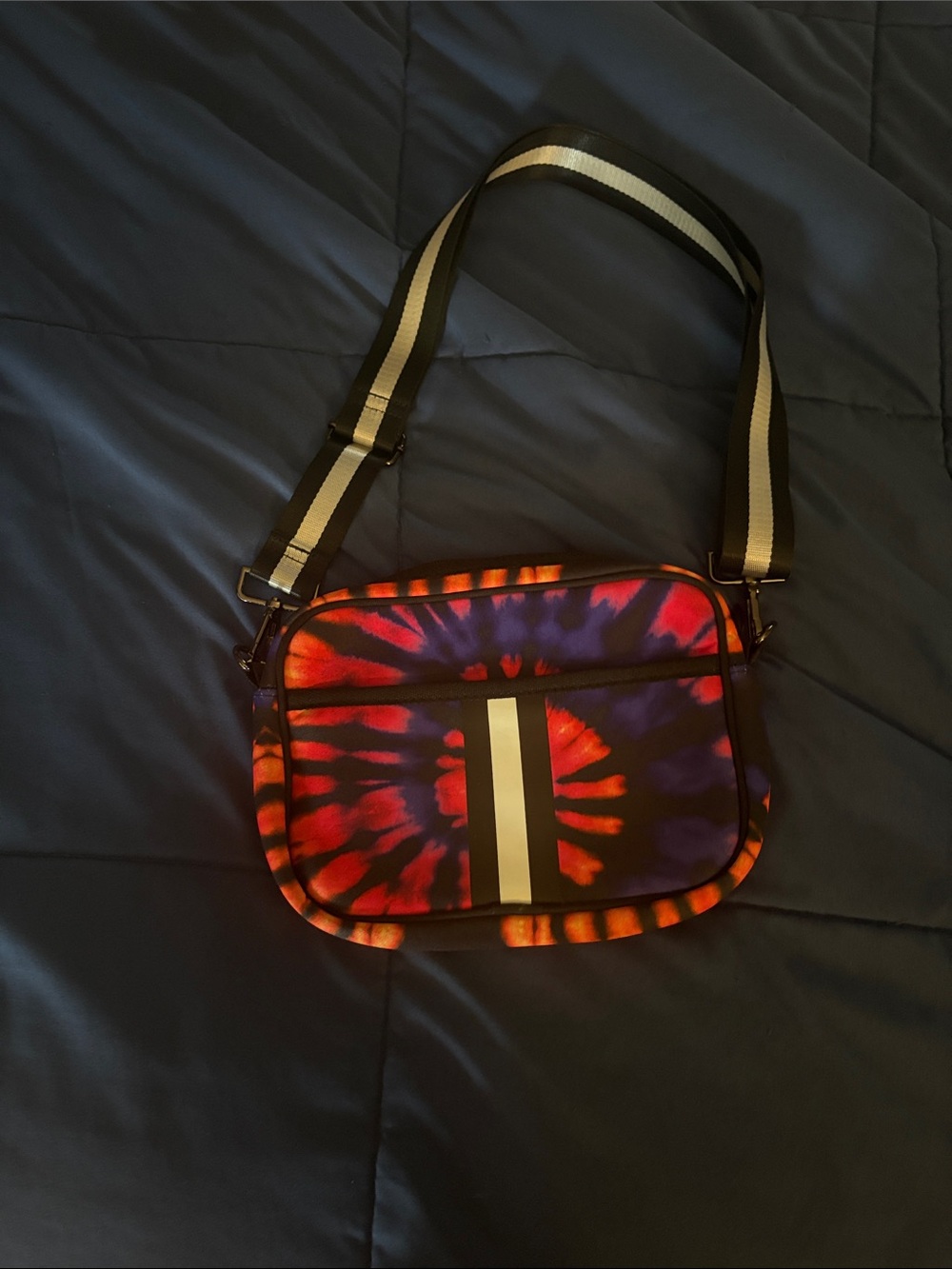 HAUTE SHORE Tie-Dye Crossbody in Red, Purple & Black